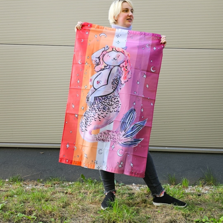 lesbian flag with mermaid