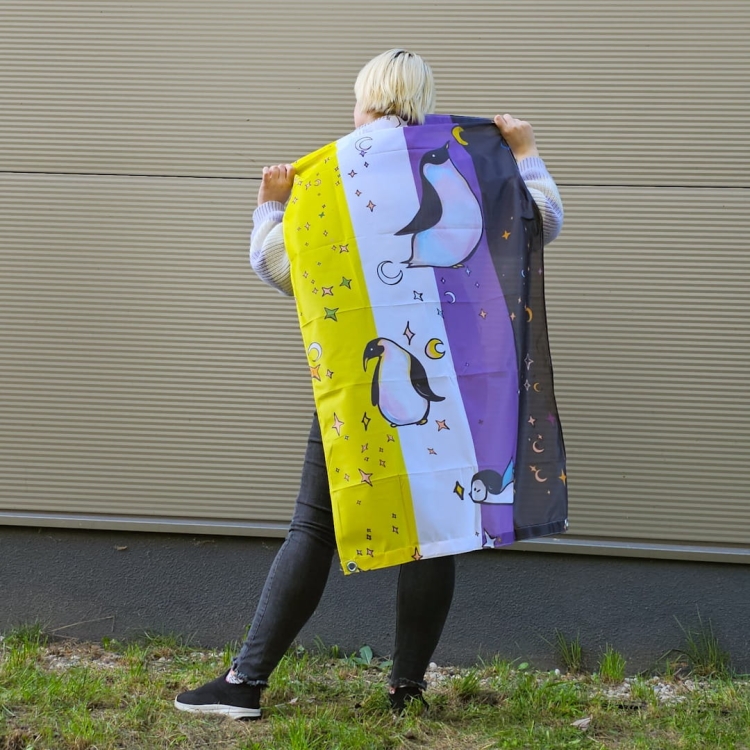 nonbinary flag penguins