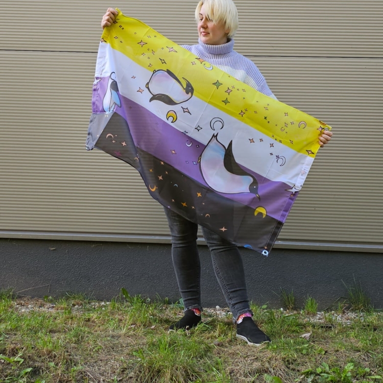 nonbinary flag penguins