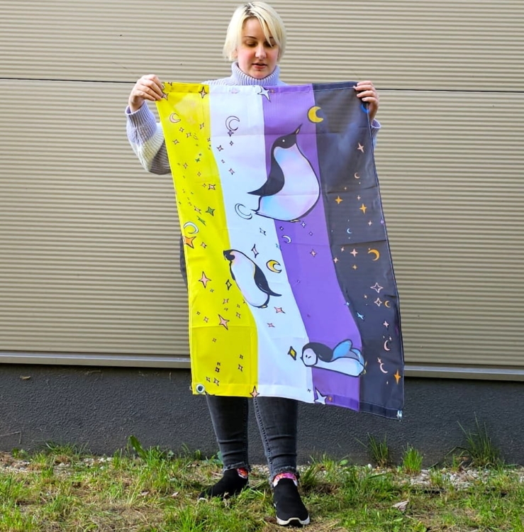 nonbinary flag penguins