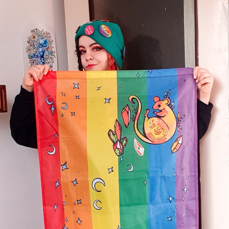 tęczowa flaga ze szczurami