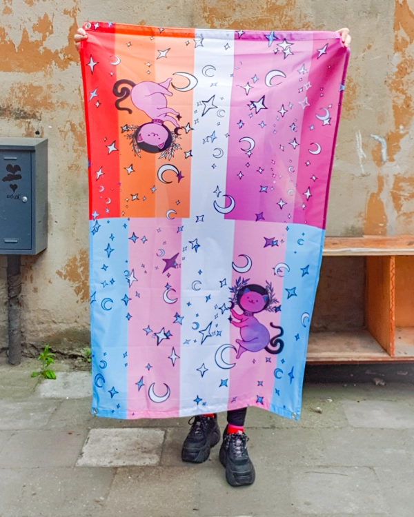 Nonbinary and lesbian flag